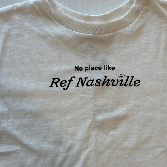 Reformation White Cropped Tee with Black 'Ref Nashville' Text - Picture 2 of 6